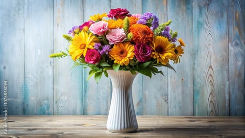 Wallpaper Mural Colorful bouquet of long-stemmed flowers arranged in a decorative vase, happy birthday, vibrant blooms, gift Torontodigital.ca