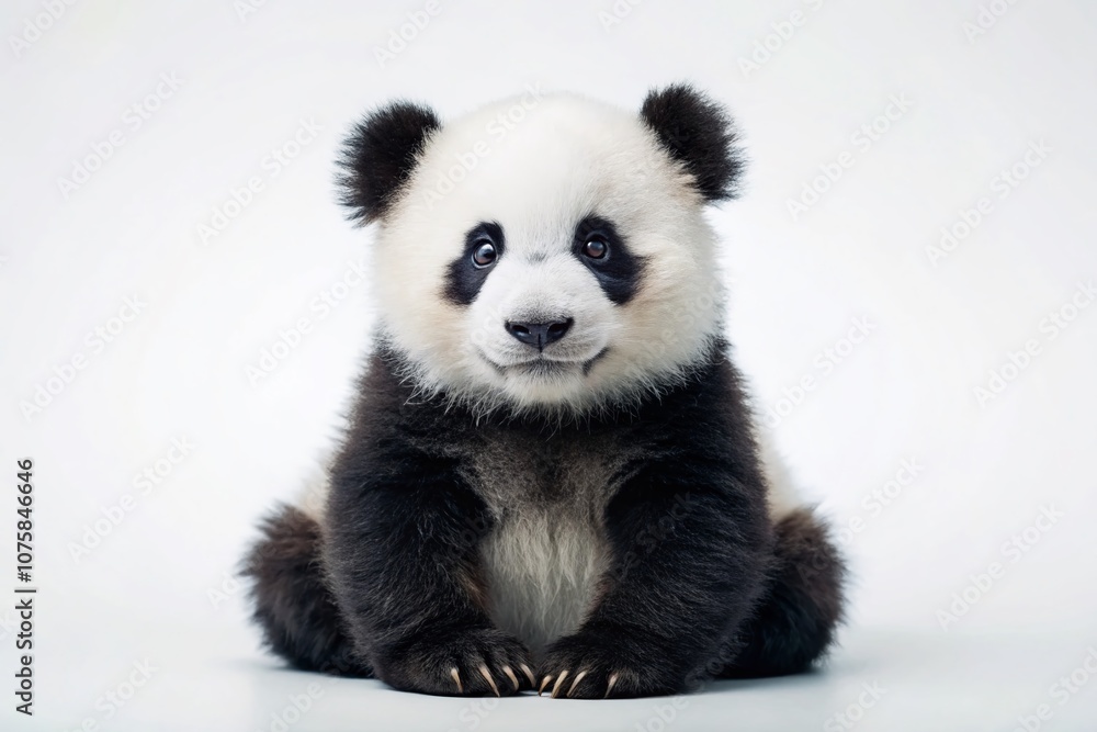 Adorable Panda on a Bright White Background, Capturing the Essence of Nature's Charm and Playfulness in a Minimalist Setting for Animal Photography Enthusiasts Adorable Panda on a Bright White Background, Capturing the Essence of Nature's Charm and Playfulness in a Minimalist Setting for Animal Photography Enthusiasts