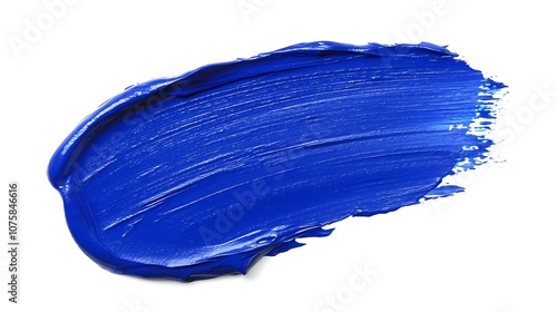 Abstract blue paint stroke on white background.