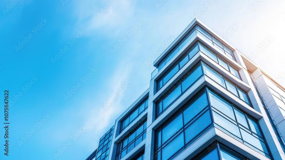 Modern architectural design of a glass-fronted building Modern architectural design of a glass-fronted building