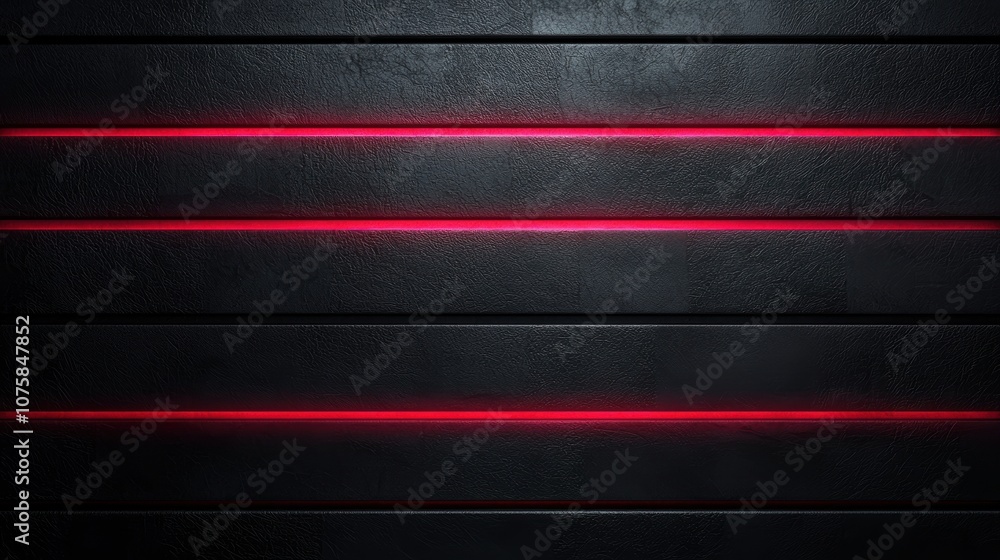 Fototapeta premium Futuristic black wall with glowing red lines