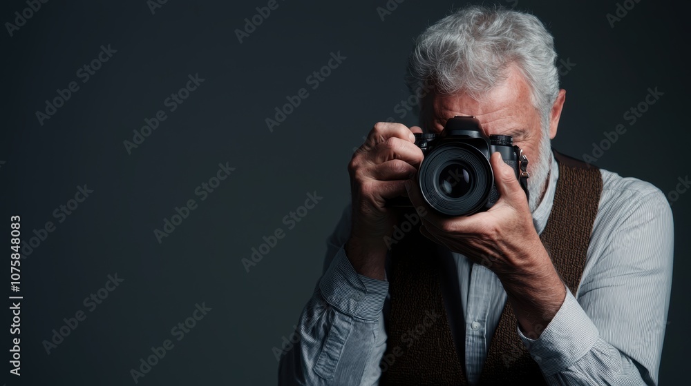 Senior photographer capturing a moment with a DSLR camera Senior photographer capturing a moment with a DSLR camera