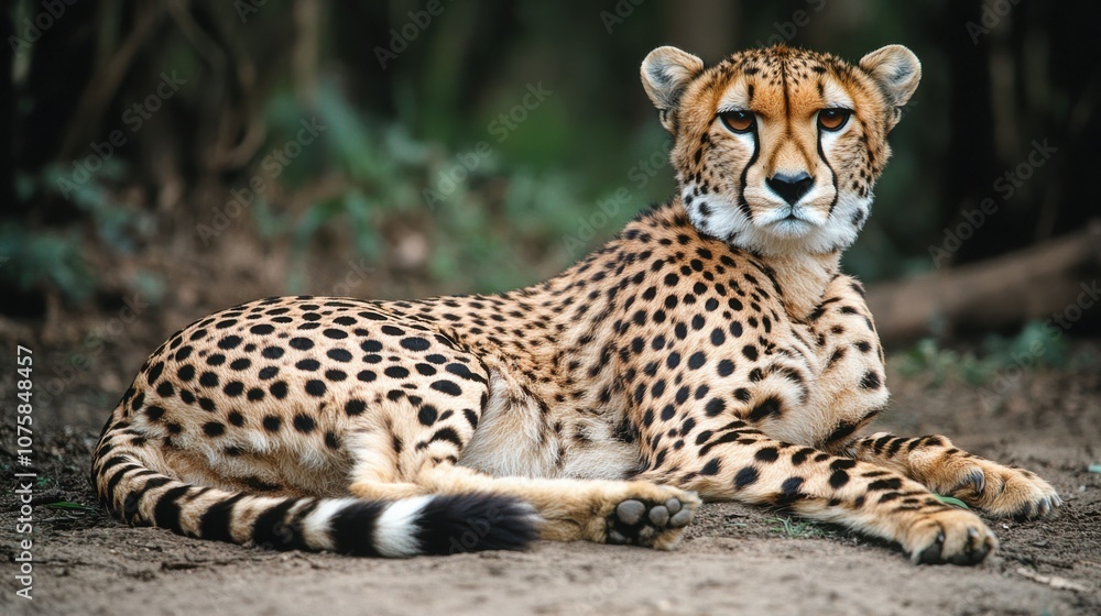 a Animal/Wildlife of A cheetah representing, positioned to the right with a soft tan soft-toned background a Animal/Wildlife of A cheetah representing, positioned to the right with a soft tan soft-toned background
