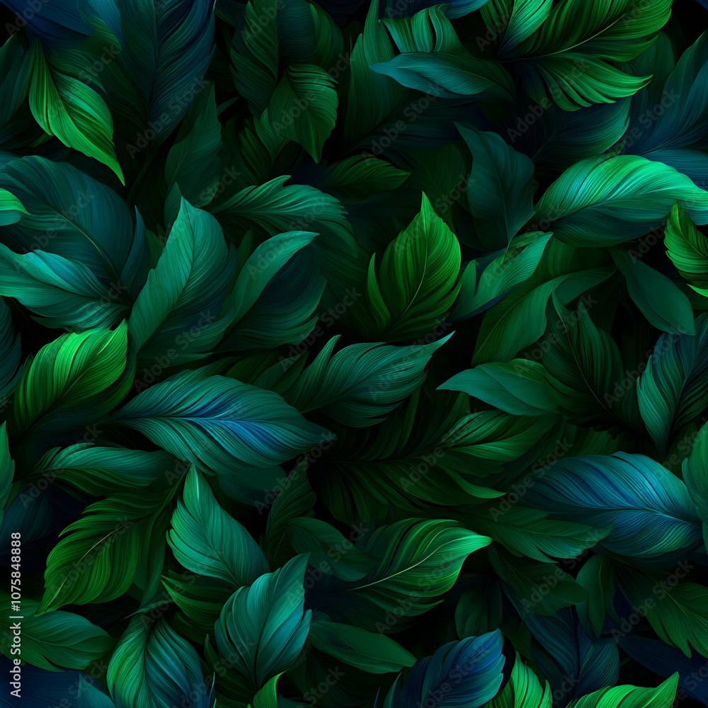 Lush Green Tropical Foliage Pattern, leaves, texture, background, design, nature Lush Green Tropical Foliage Pattern, leaves, texture, background, design, nature
