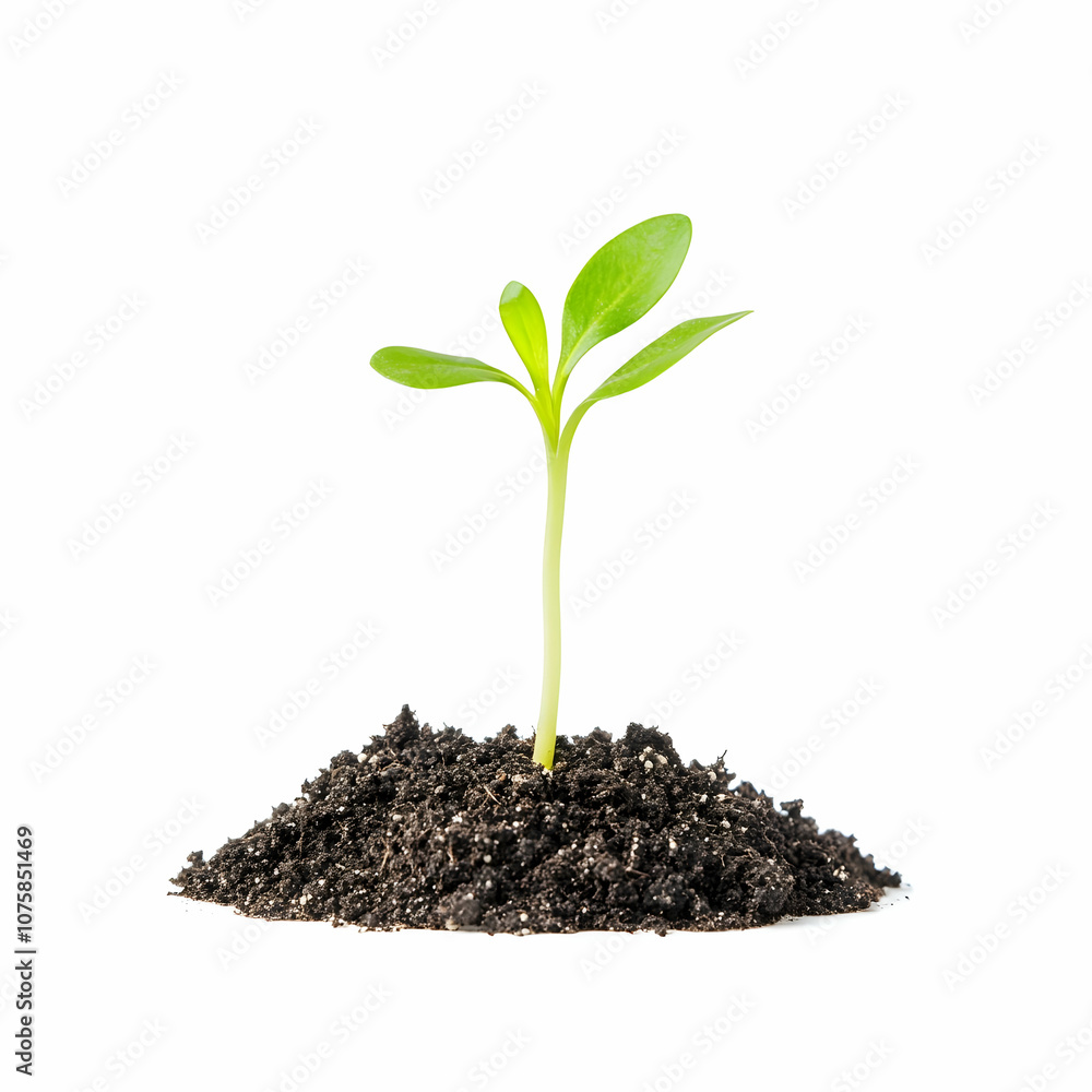 Small Green Plant Sprout Growing from Soil, seedling, growth, new life, beginning, nature Small Green Plant Sprout Growing from Soil, seedling, growth, new life, beginning, nature