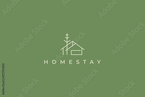 Natural Homestay Logo Minimalist Comfort Building House Concept Brand Identity