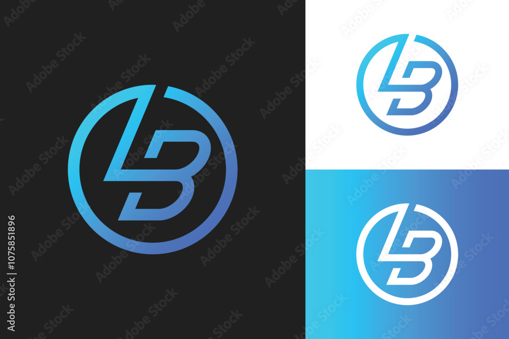 Obraz premium LB Logo Modern Monogram Initial Brand Identity at Linear Circle Shape