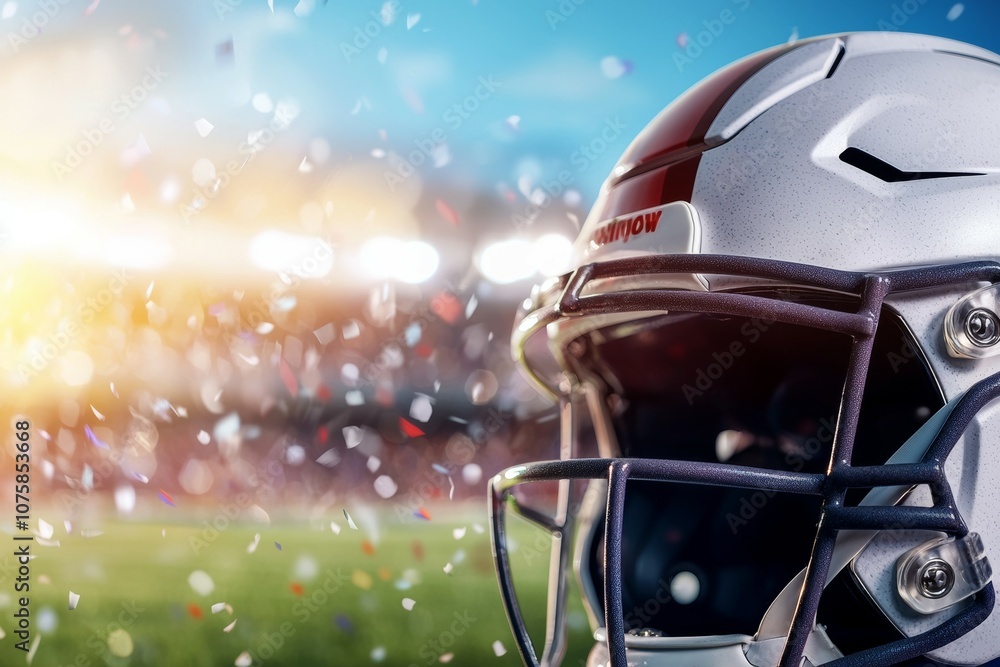 A football helmet with the word Thunder on it A football helmet with the word Thunder on it