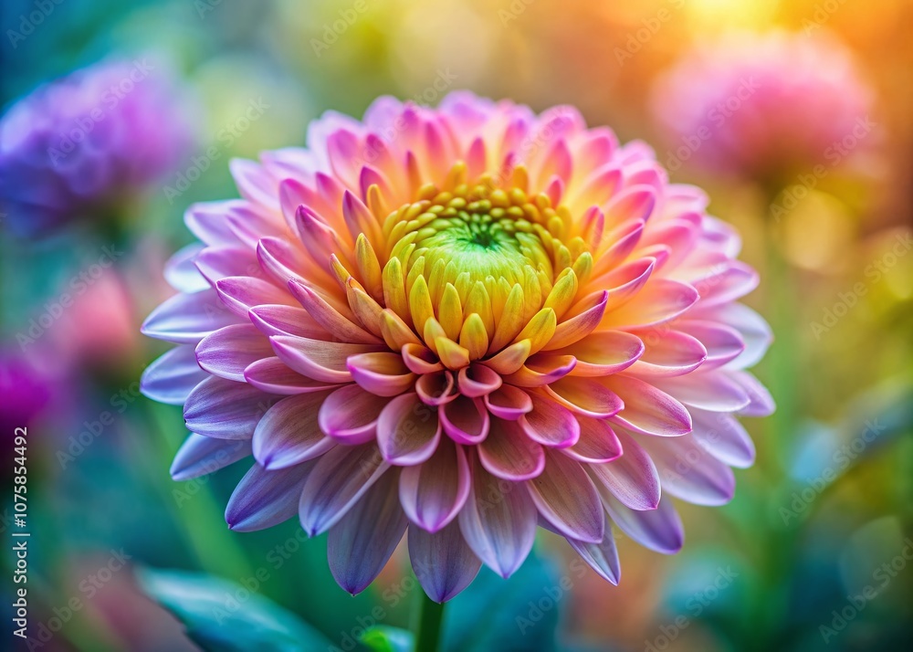 Beautiful Macro Chrysanthemum Flower Isolated on a Vibrant Colorful Background with Tilt-Shift Photography Effect for Stunning Visual Appeal Beautiful Macro Chrysanthemum Flower Isolated on a Vibrant Colorful Background with Tilt-Shift Photography Effect for Stunning Visual Appeal