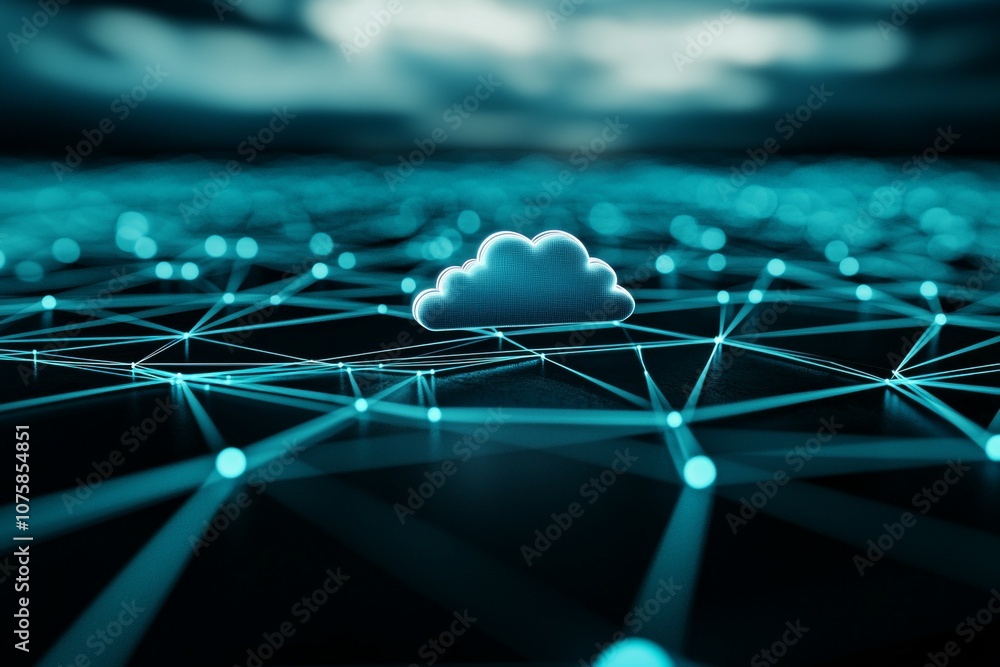 Obraz premium A cloud is in the middle of a network of lines
