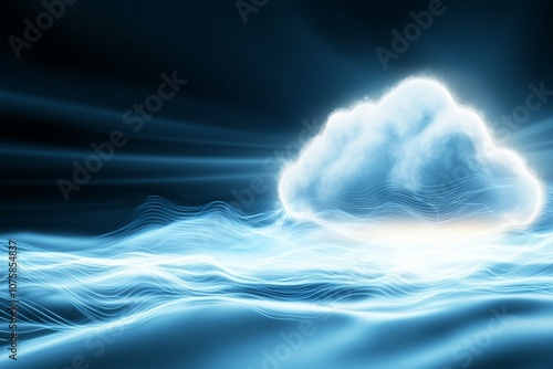 A cloud is floating in the sky above a body of water