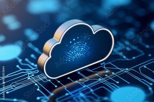 A cloud is displayed on a circuit board