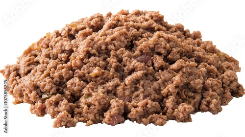 Fresh ground meat, displayed on a wooden cutting board, ready for cooking, showcasing its fine texture and rich color. A versatile ingredient for a variety of dishes such as burgers, meatballs, 