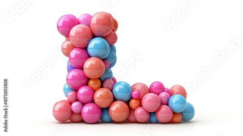 Colorful 3D spheres forming the letter L.