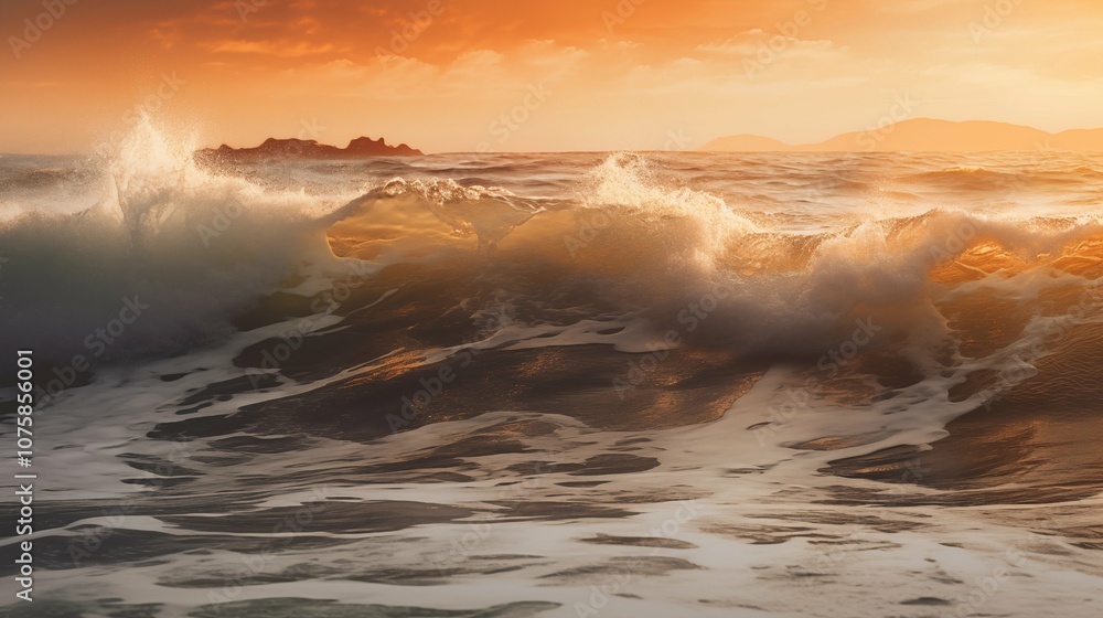 Fototapeta premium Beautiful scene with sunrise over the sea