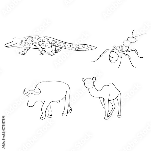 Faceless Animal Tracing Line Set