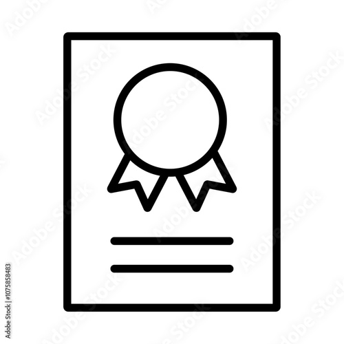 資格認定証のアイコン。シンプルな線画のベクターイラスト。