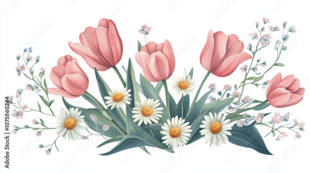 Soft and romantic spring flower arrangement with pastel-colored tulips Soft and romantic spring flower arrangement with pastel-colored tulips