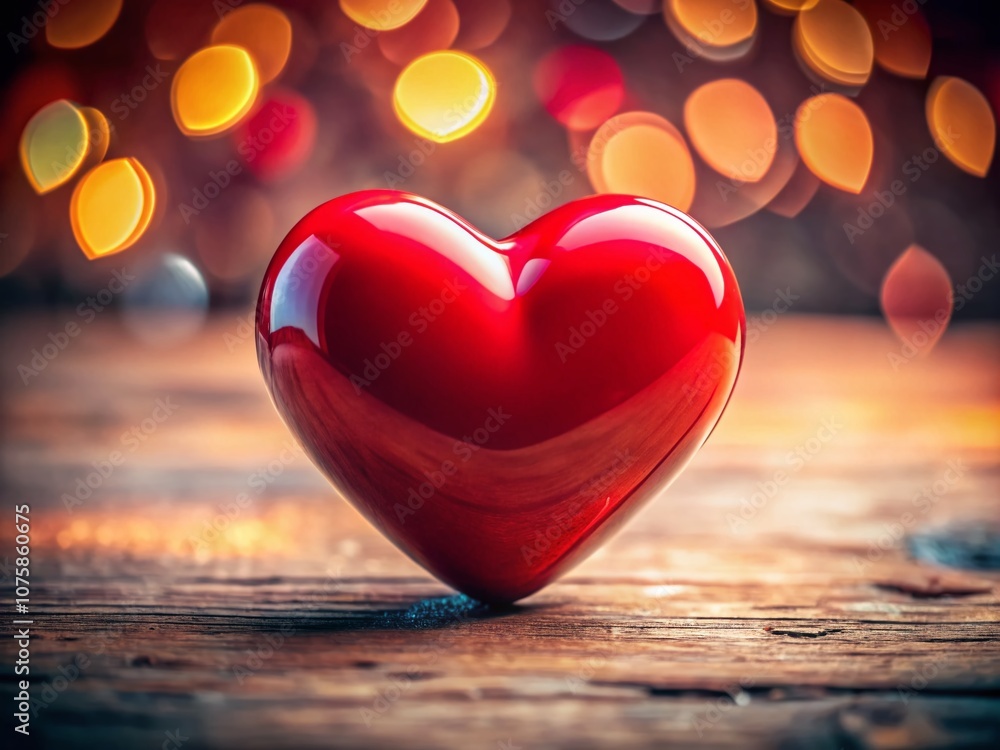 Fototapeta premium Captivating Macro Photography of a Flat Design Red Heart with Vivid Colors, Textures, and Unique Perspectives for Creative Projects and Romantic Themes