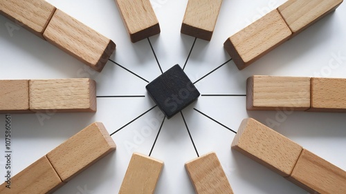 Concept image depicting centralization of data and people, visualized with colorful wooden blocks forming a circle.