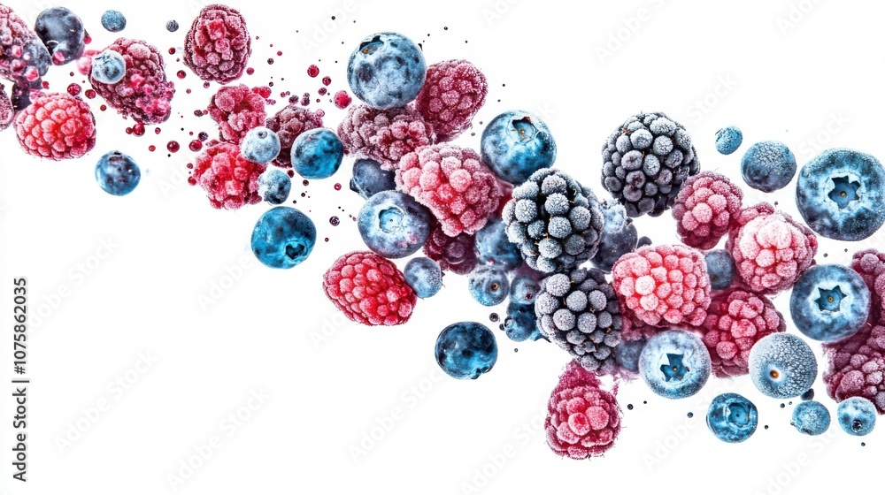 A burst of berries--blueberries, raspberries, and blackberries--frozen A burst of berries--blueberries, raspberries, and blackberries--frozen