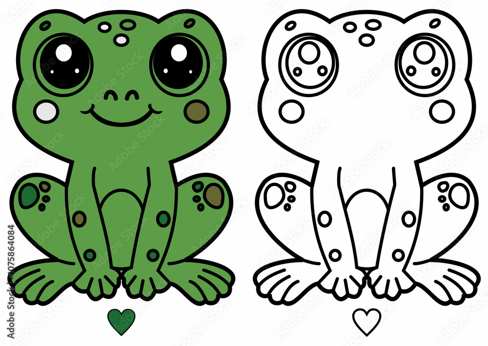 Naklejka premium A Minimalist frog coloring page with lines