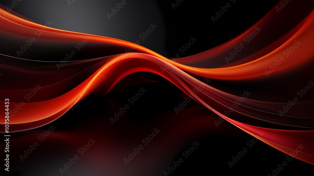 Naklejka premium digital technology red and orange abstract lines poster background