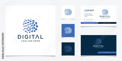 Letter D Digital Network Technology Logo Design. Template Vector Business Card