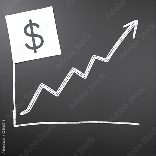 Regressive chart with the dollar symbol. A graph drawn with a marker on the Board with the line falling down. us dollar symbol. The concept of a crisis in the economy. photo