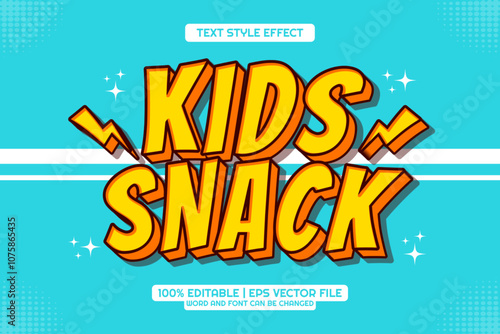 3d Kids Snack Cartoon Editable Text Effect