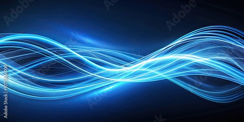 Abstract light trails in shades of cool blue weaving dynamically , abstract, light trails, blue, shades, dynamic