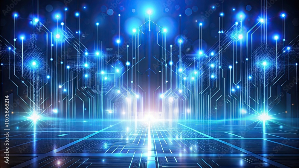Obraz premium Abstract technology background with futuristic digital elements and glowing lights , technology, abstract, background, digital