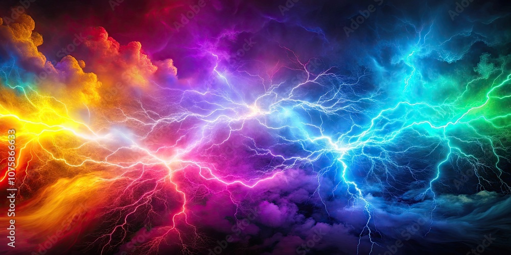 Obraz premium Colorful abstract background with lightning and smoke effects, abstract, colorful, vibrant, lightning, smoke, effect