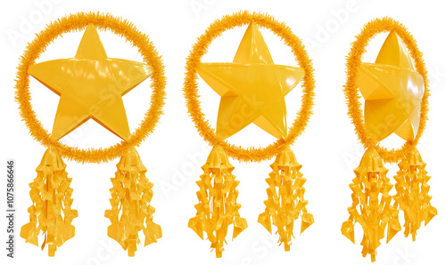 Philippine traditional Christmas lantern,  isolated white background, Parol color yellow