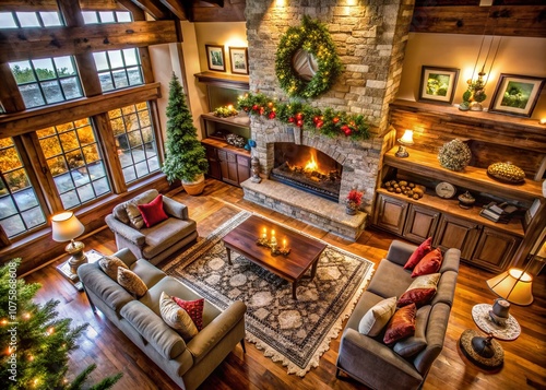 Cozy and Inviting Fireplace with Hearth and Mantel in a Rustic Living Room Setting, Perfect for Home Decor Inspiration and Warm Ambiance in Interior Spaces