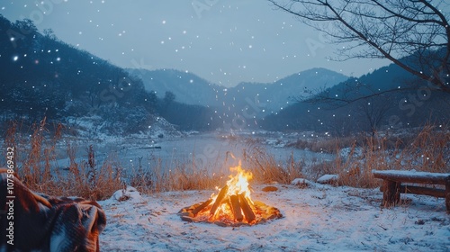 Wallpaper Mural A cozy winter bonfire on a snowy hilltop with friends wrapped in blankets sharing stories under the stars A heartwarming celebration in nature surrounded by peaceful winter beauty A joyful holiday  Torontodigital.ca