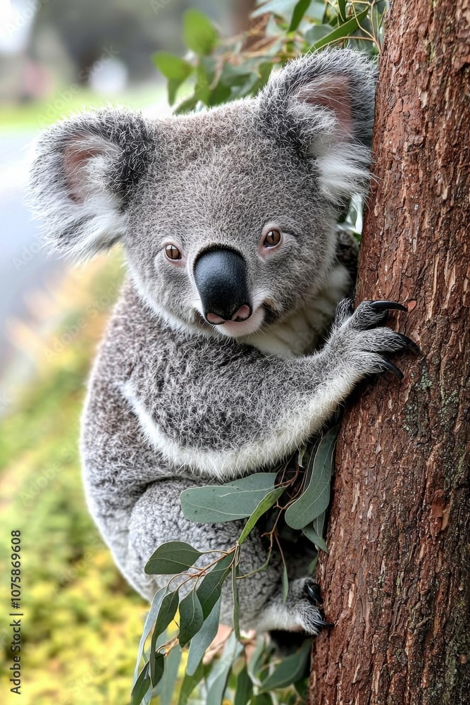 Naklejka premium Baby cub Koala isolated on white background , isolated on white background, , copy space, copy space for text,