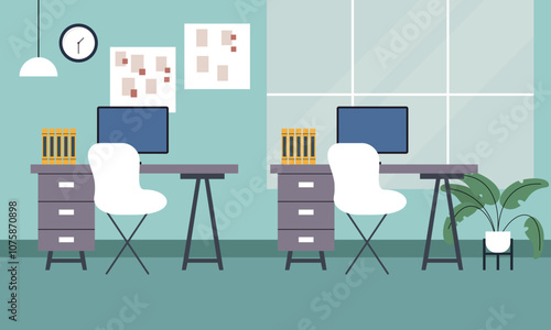 Office workplace scene icons vector illustration design

