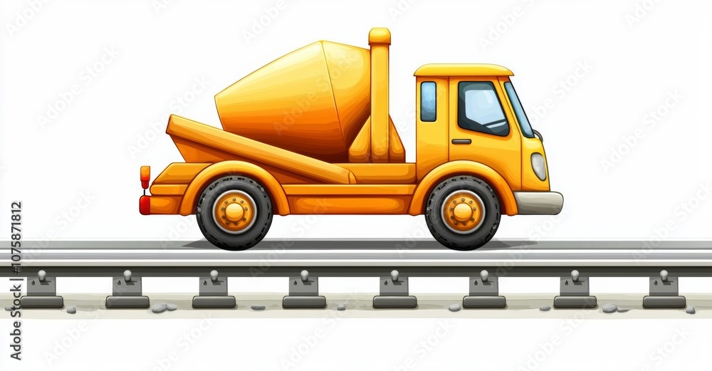 Naklejka premium Concrete mixer truck with view from side isolated on white background