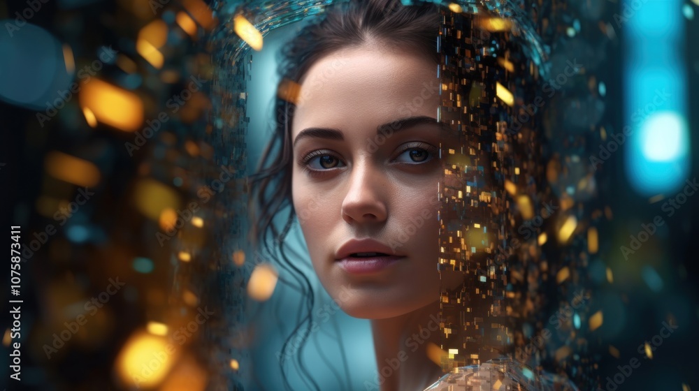 Woman with Golden Bokeh Woman with Golden Bokeh