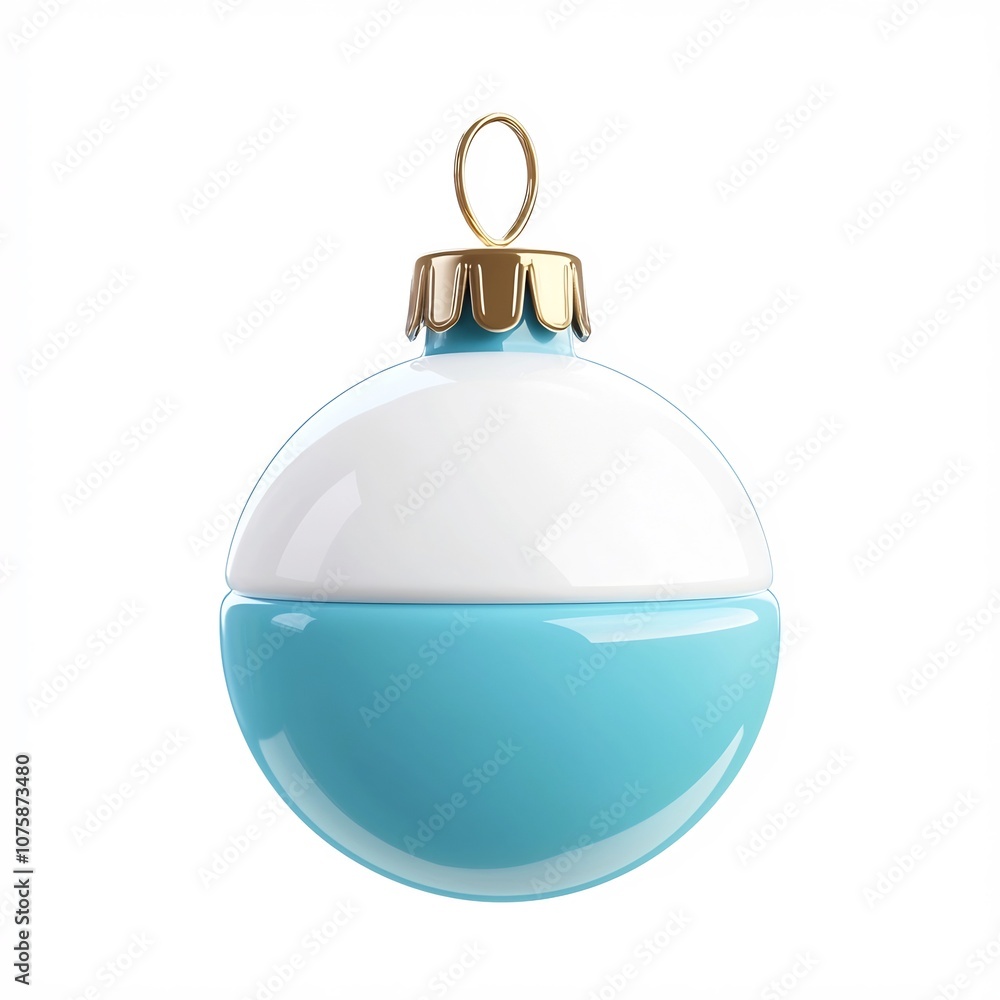 Glossy 3D Bauble Ornament Against White Background Glossy 3D Bauble Ornament Against White Background