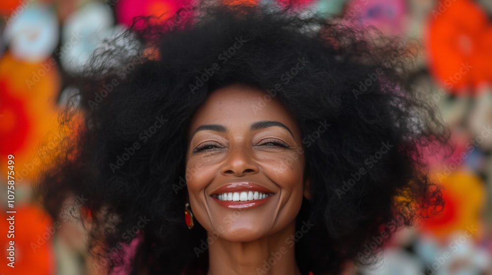 Smiling happy woman with amazing afro hair Smiling happy woman with amazing afro hair