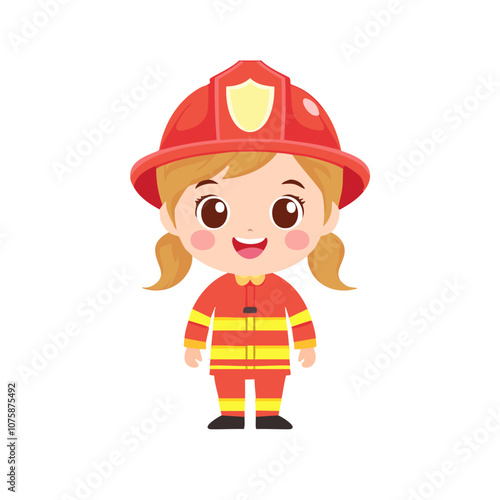 Firefighter Cute Worker Work Job Profession Professional Occupation Cartoon Character
