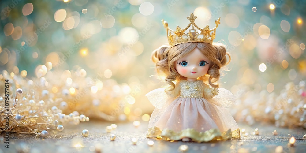 Enchanting Watercolor Illustration of a Little Princess Doll with a Golden Crown, Perfect for Children's Decor and Invitations, Evoking a Fairytale Charm and Whimsy Enchanting Watercolor Illustration of a Little Princess Doll with a Golden Crown, Perfect for Children's Decor and Invitations, Evoking a Fairytale Charm and Whimsy