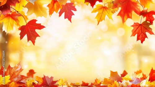 Autumn leaves with a soft golden background.