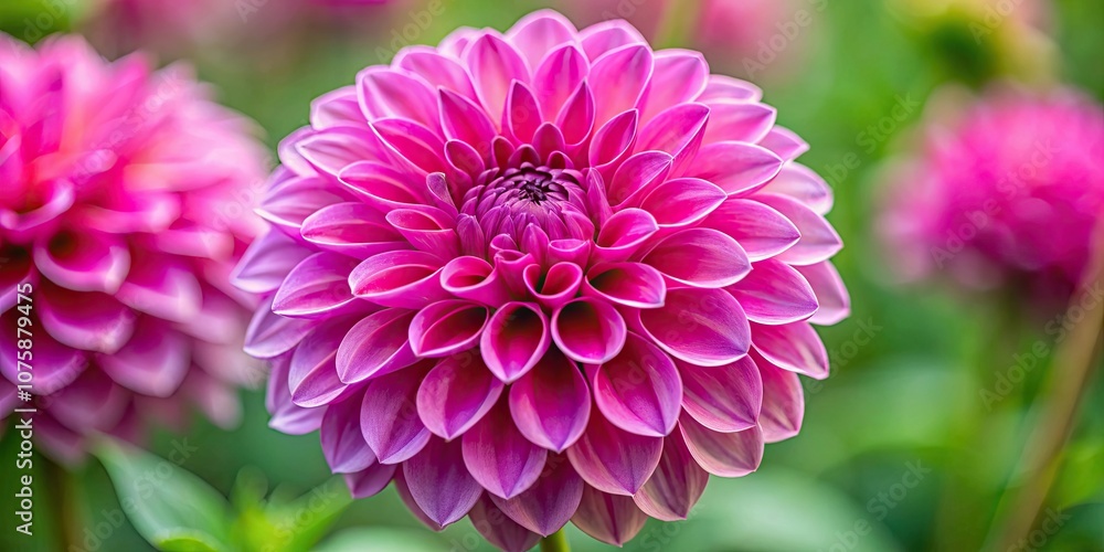 Obraz premium Close up of a vibrant pink dahlia blossom , flowers, petal, close-up, nature, beauty, macro, botanical, plant, garden