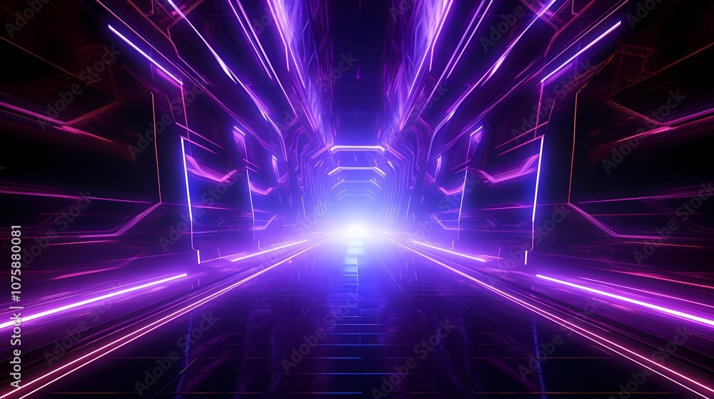 Digital technology purple neon light abstract futuristic tunnel poster background Digital technology purple neon light abstract futuristic tunnel poster background