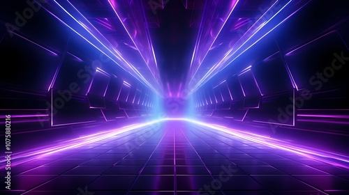 Wallpaper Mural Digital technology purple neon light abstract futuristic tunnel poster background Torontodigital.ca