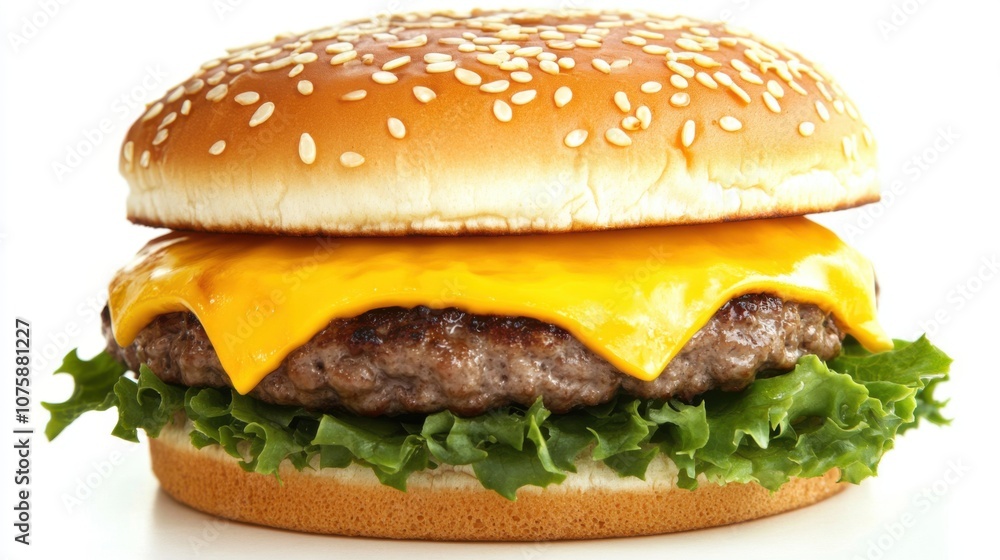 A sizzling cheeseburger fresh off the grill, with perfectly melted A sizzling cheeseburger fresh off the grill, with perfectly melted