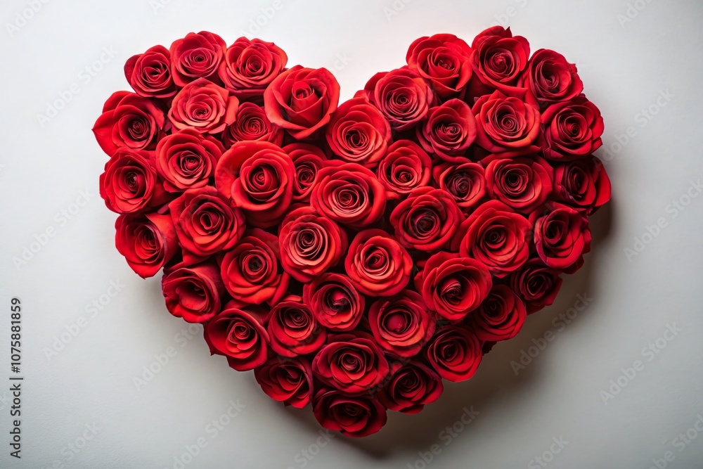 Heart Shaped Arrangement of Red Roses on a White Background for Valentine's Day, Weddings, or Relationship Anniversaries, Perfect for Romantic Celebrations and Events Heart Shaped Arrangement of Red Roses on a White Background for Valentine's Day, Weddings, or Relationship Anniversaries, Perfect for Romantic Celebrations and Events